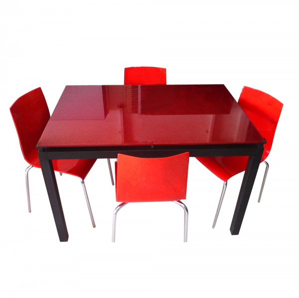 Table agatha vitre couleur + 4 chaises Zip