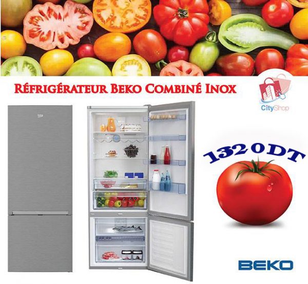 Réfrigérateur Beko Combiné Néo Frost inox 340L