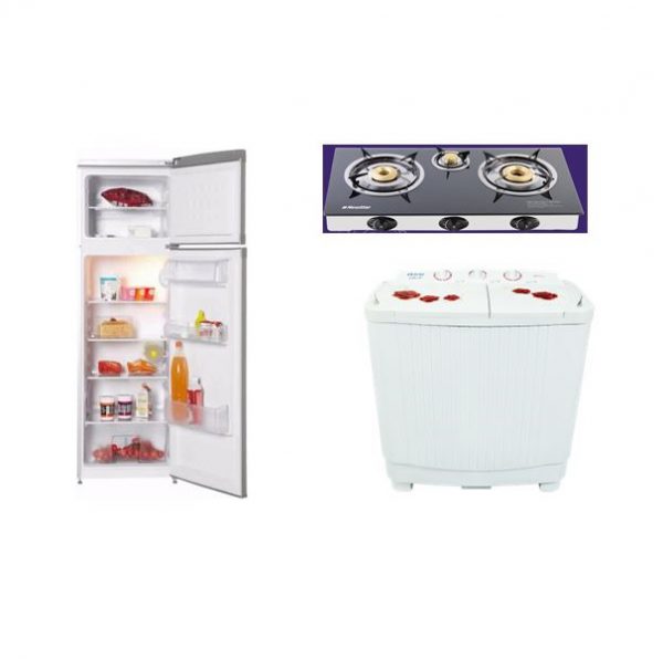 Pack Électroménager Cuisinière 3 feux + Machine à laver + Réfrigérateur