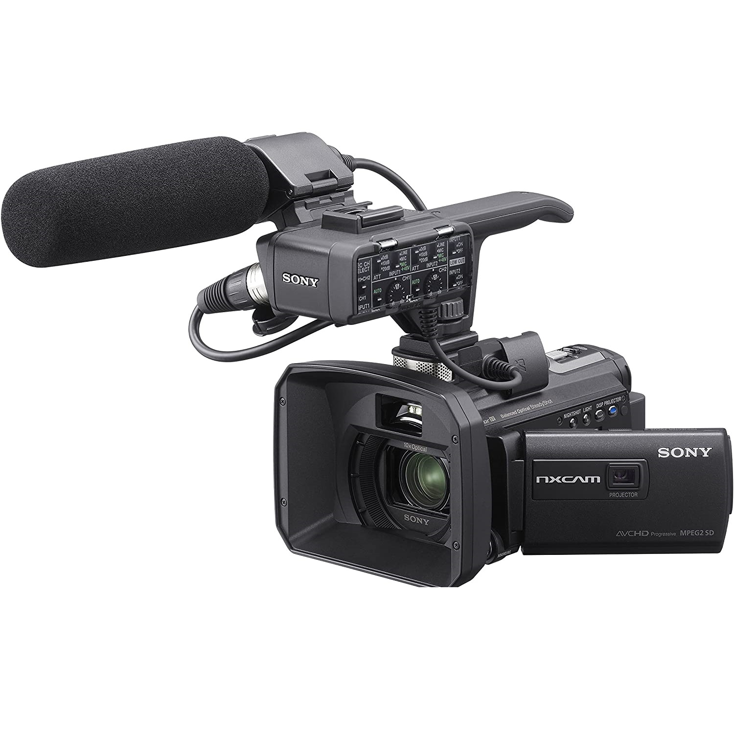 Caméscope Sony HXRNX30U NXCAM HD de taille Palm avec projecteur et