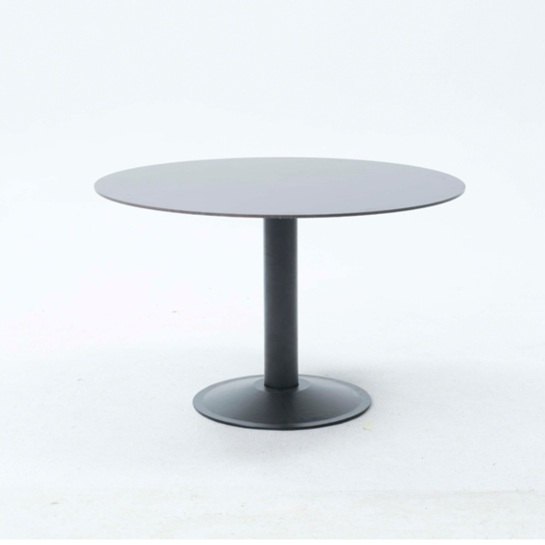 TABLE ROND SOLA COMPACT Plateau en compact Socle en acier peint Diamètre 80-90 cm