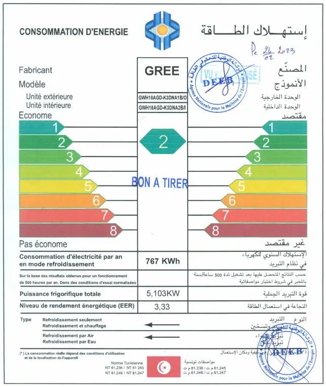 CLIMATISEUR INVERTER GREE TROPICALISÉ 18000 BTU CHAUD/FROID SMART WIFI